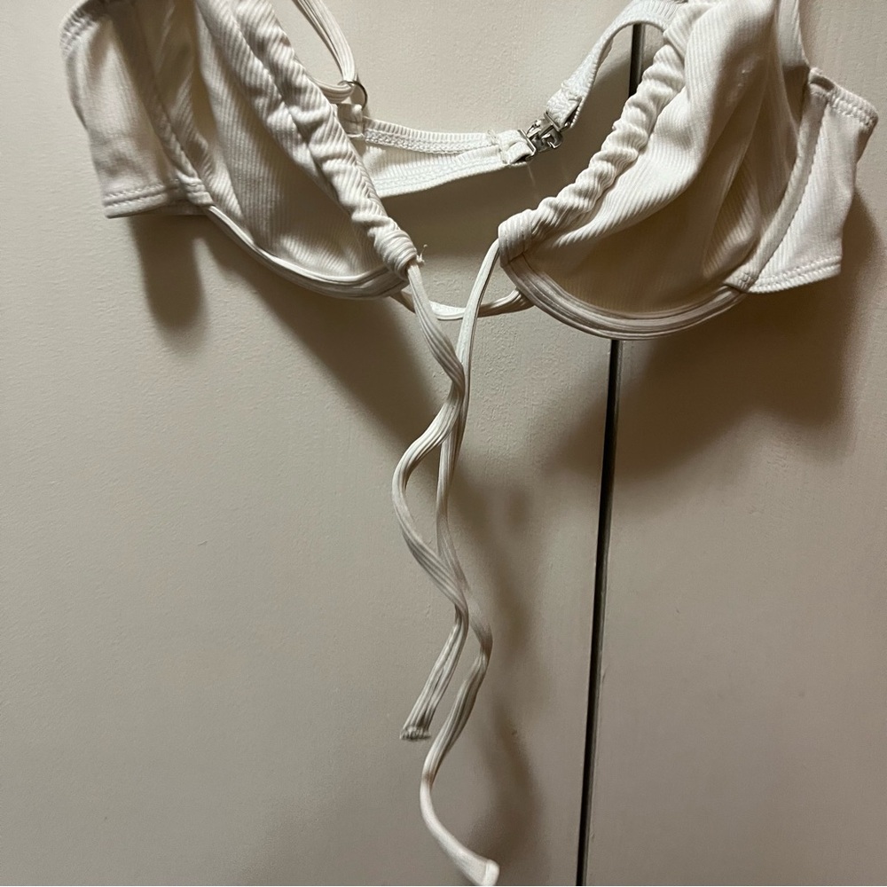 White Tie-Front Bikini with Adjustable Straps - Picture 4 of 7